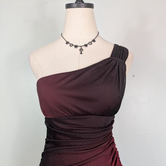 Vintage Nites Prom Dress Maxi Gown 6P Red Y2K Fairy Goth 90s Ombre Ruffle Glam - Picture 4 of 12